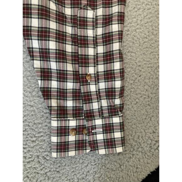 Brooks Brothers 346 Button Shirt Large No Iron Plaid Long Sleeve Red Lightweight - Picture 10 of 16